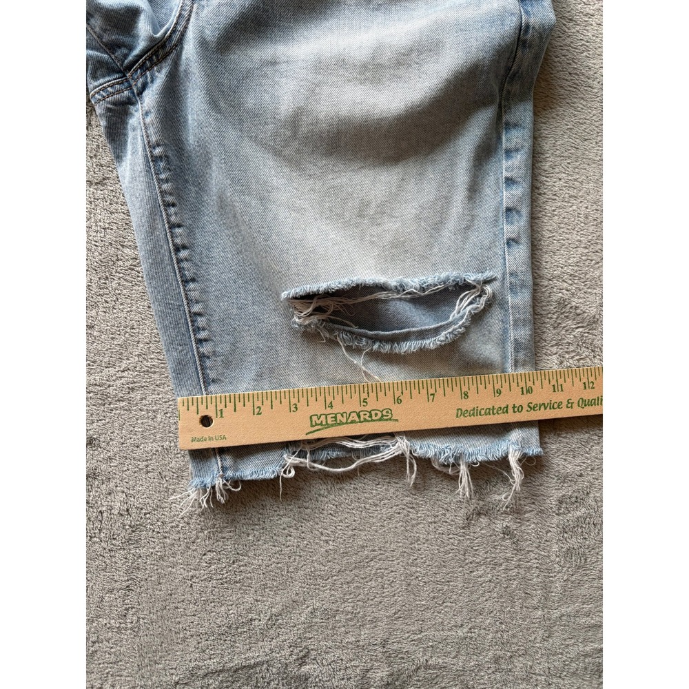 American Eagle Womens Denim Shorts 10 Light Blue Distressed Raw Hem Grunge 90s - Picture 10 of 15